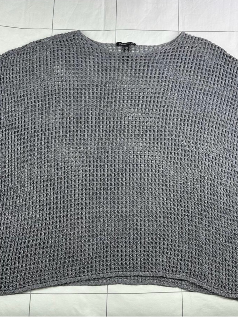 Eileen Fisher Light Gray Open Knit Sweater